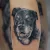 A dog portrait tattoo by Edmonton tattoo artist Ben Nolin.